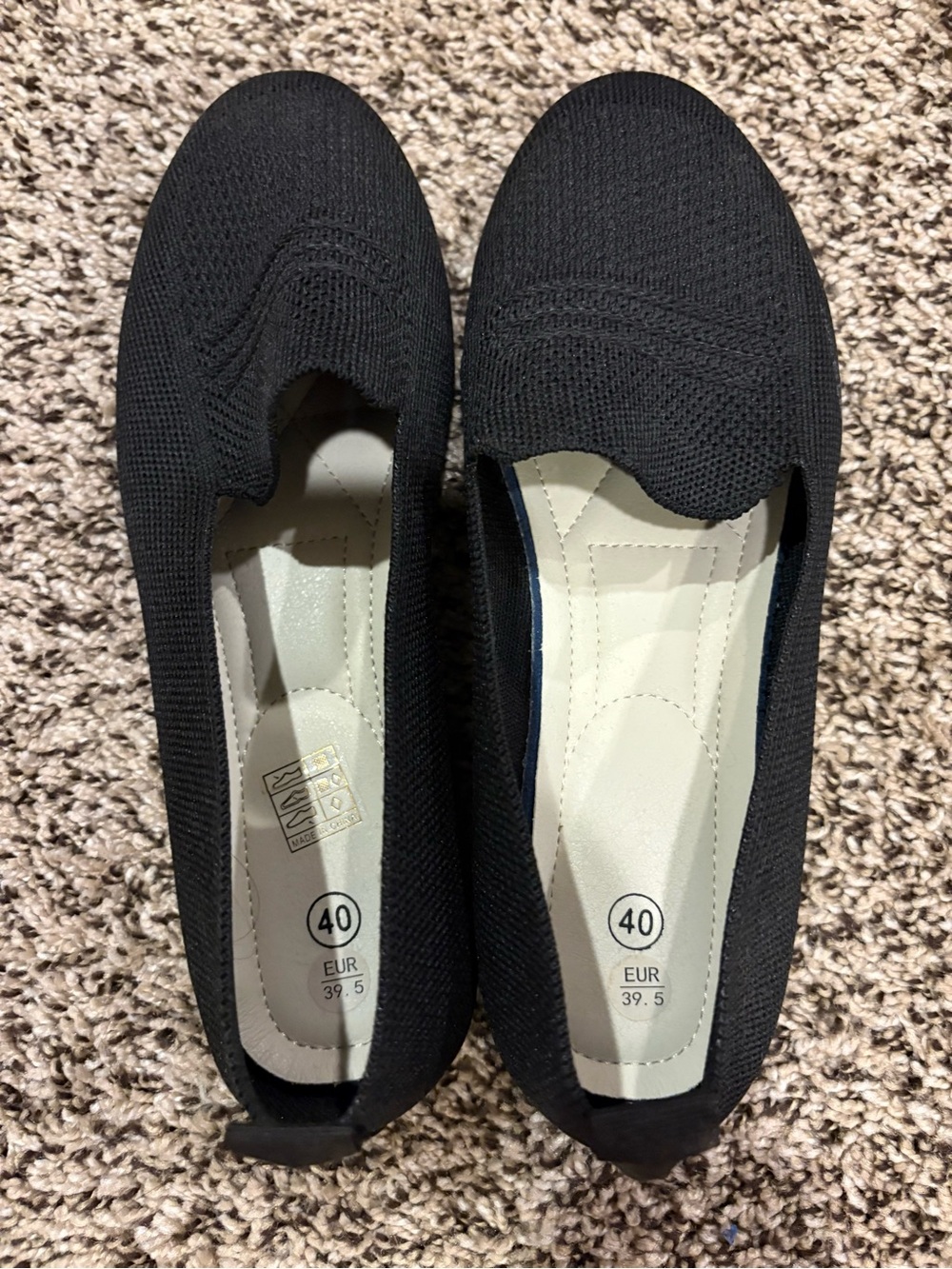 Source Unknown Black Knit Slip-On Flats for Women